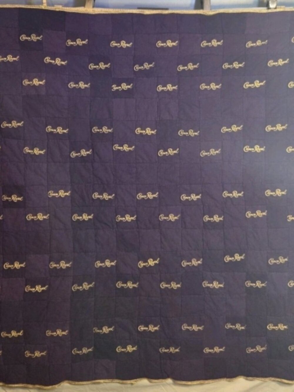Crown Royal Quilt 53" x 48" – Handmade from 88 Bags w/ Gold Drawstring Border